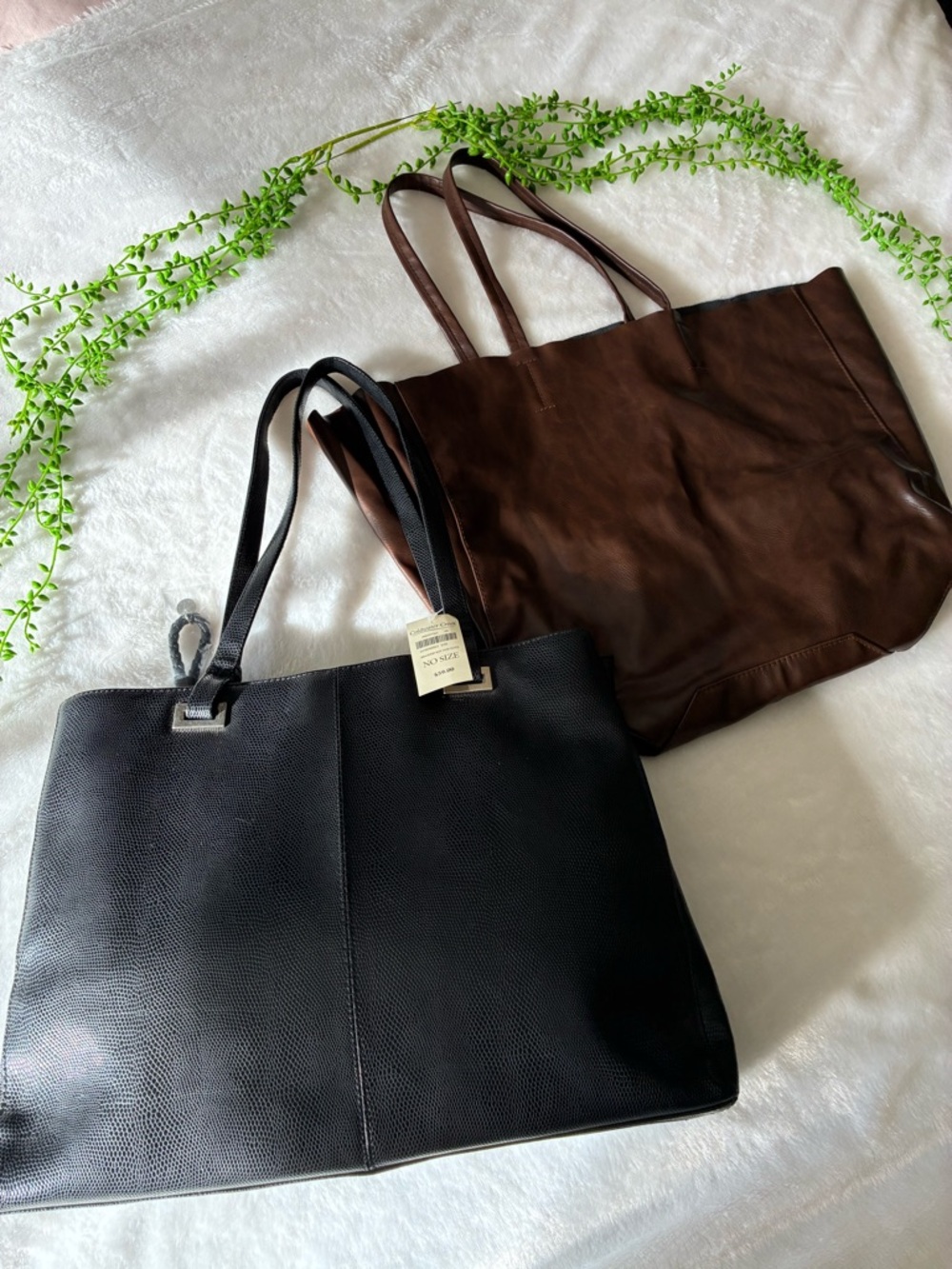 Coldwater Creek Black and Brown Leather Shoulder Bags Duo